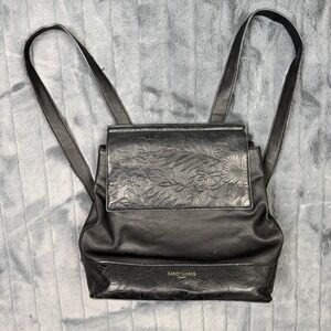Darcy Marks London Black Floral Embossed Faux Leather Backpack Bag